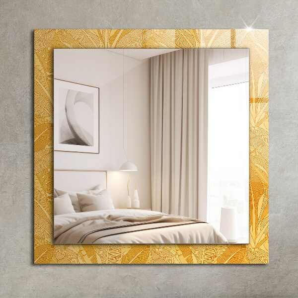 Espelho decorativo com tiras de folhas