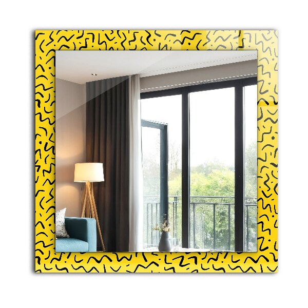 Espelho decorativo com arte abstrata azul
