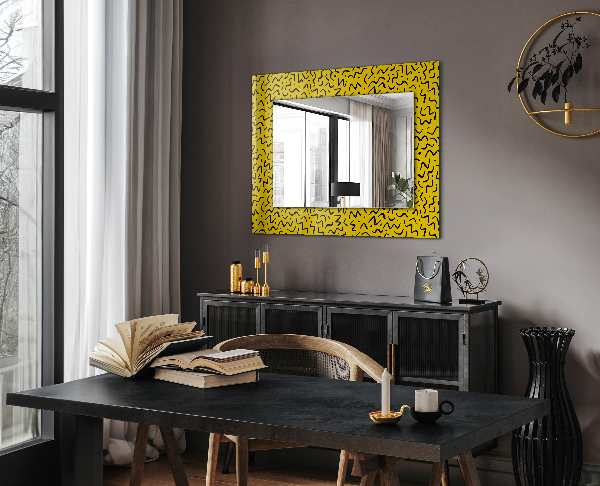 Espelho decorativo com arte abstrata azul