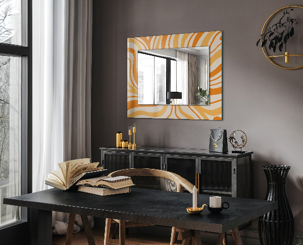 Espelho decorativo com motivo em preto e cinza