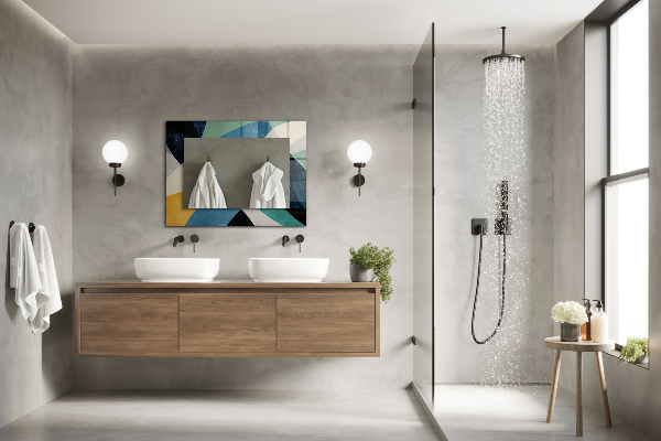 Espelho decorativo com motivos coloridos