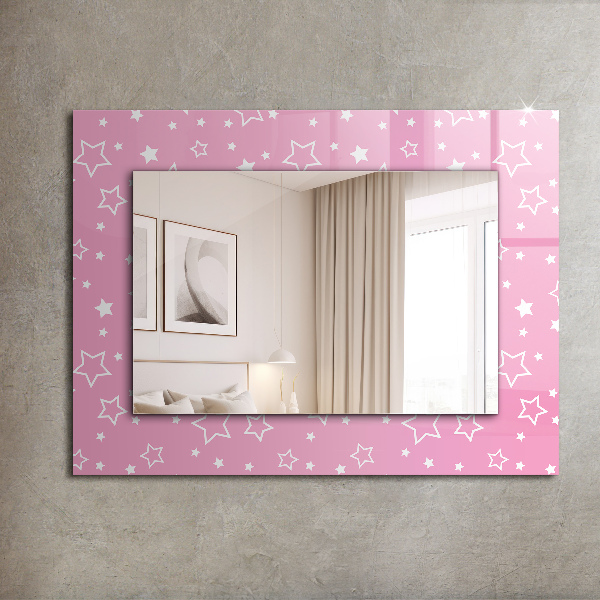 Espelho quadrado com moldura decorada rosa