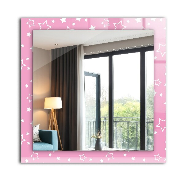 Espelho quadrado com moldura decorada rosa