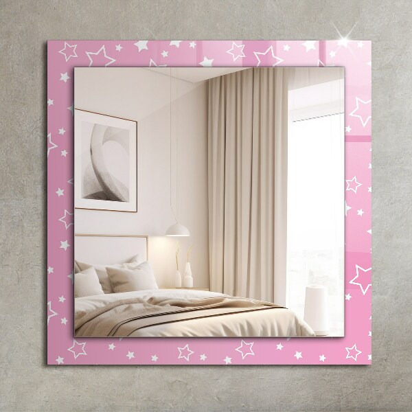 Espelho quadrado com moldura decorada rosa