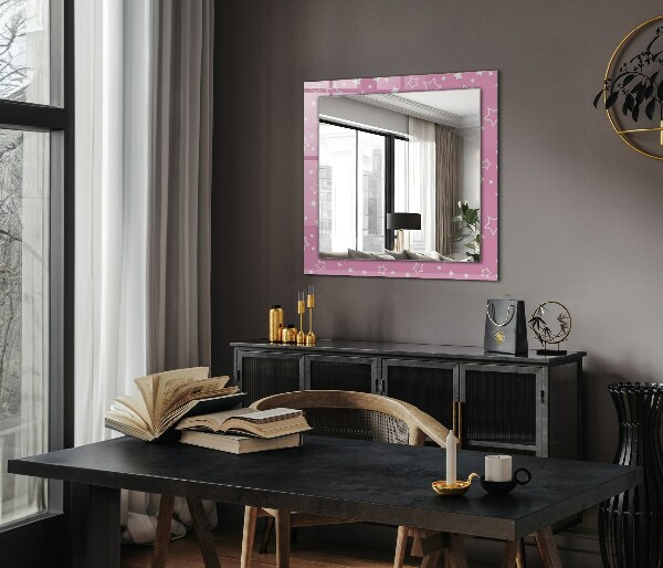 Espelho quadrado com moldura decorada rosa