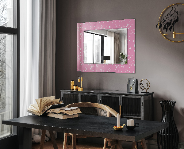 Espelho quadrado com moldura decorada rosa