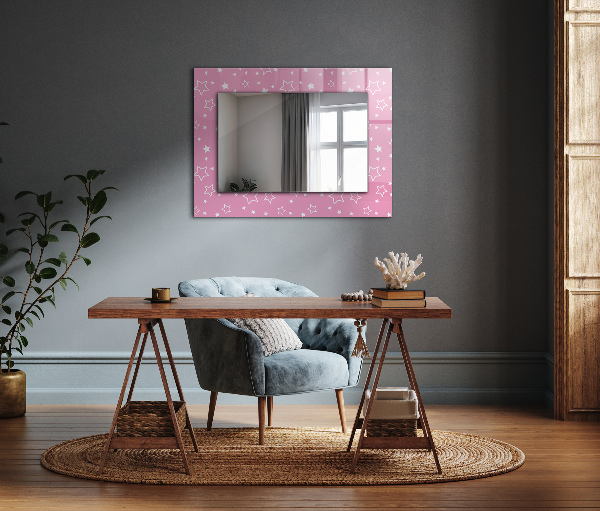 Espelho quadrado com moldura decorada rosa