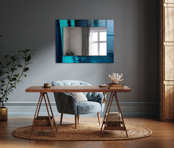 Espelho com moldura decorada Arte Azul Astrata