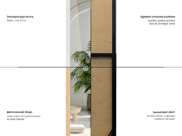 Espelho de chão branco 36x156 cm