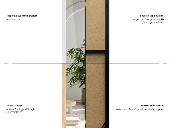 Espelho de chão branco 36x156 cm