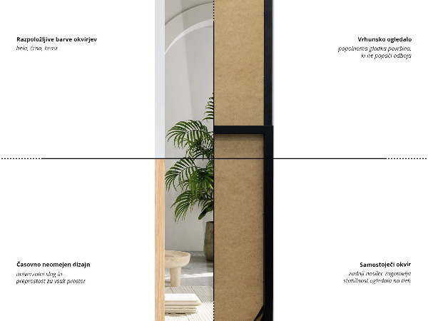 Espelho de chão preto 36x156 cm