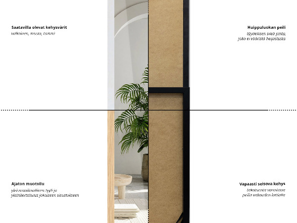 Espelho de chão preto 36x156 cm