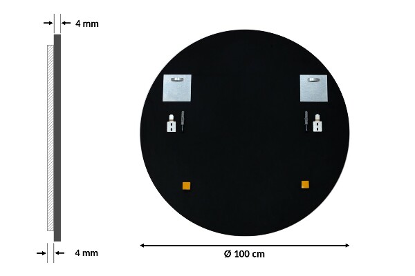 Espelho redondo com moldura preta para o quarto fi 100 cm