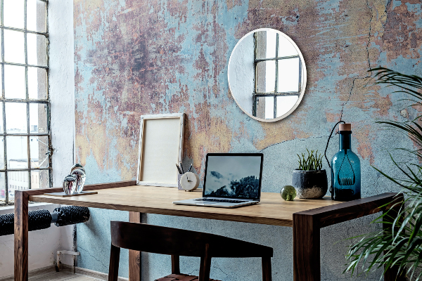 Espelho redondo para quarto com moldura branca fi 100 cm