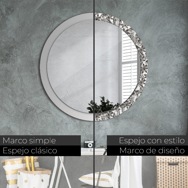 Espelho de parede circular decorativo Folhas tropicais