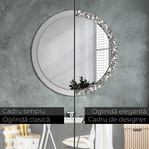 Espelho de parede circular decorativo Folhas tropicais