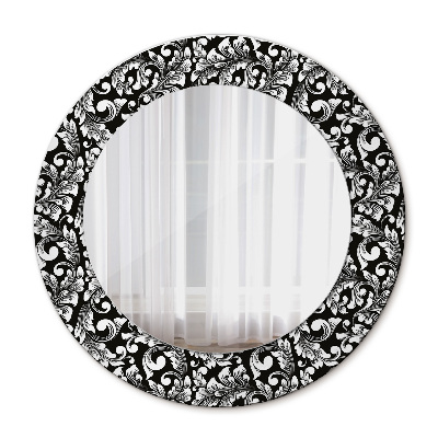 Espelho com moldura impressa redondo Ornamentos