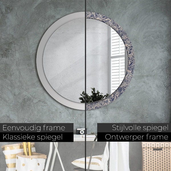 Espelho circular de parede decorativo Flores