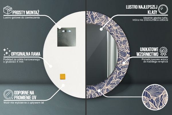 Espelho circular de parede decorativo Flores