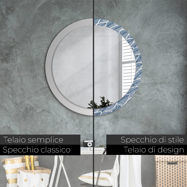 Espelho circular de parede decorativo Folhas