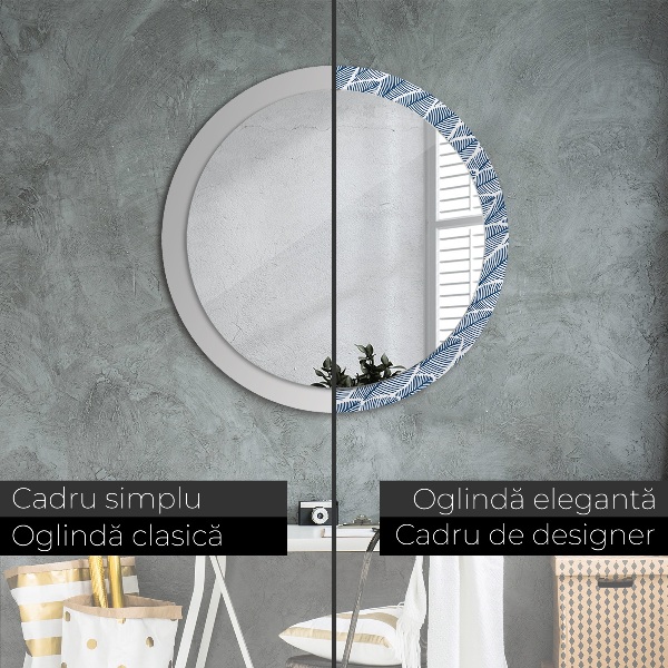 Espelho circular de parede decorativo Folhas