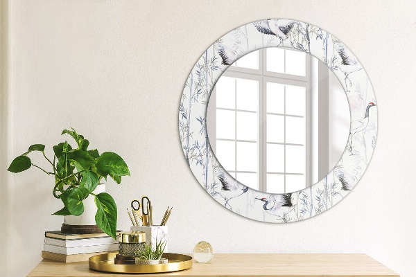 Espelho circular de parede decorativo Aves Grous