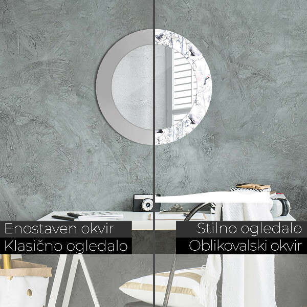 Espelho circular de parede decorativo Aves Grous