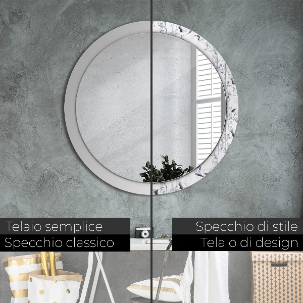 Espelho circular de parede decorativo Aves Grous
