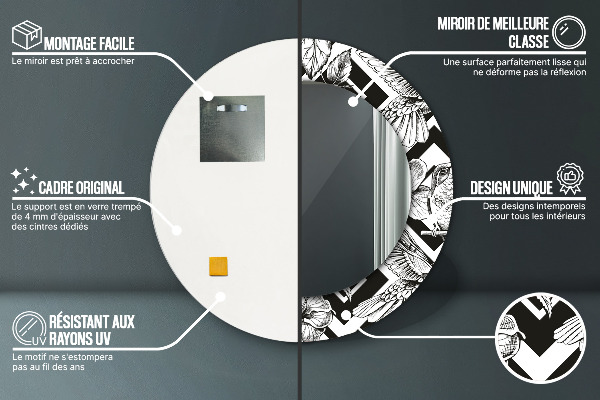 Espelho circular de parede decorativo Colibris
