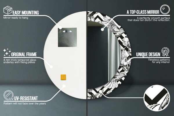 Espelho circular de parede decorativo Colibris