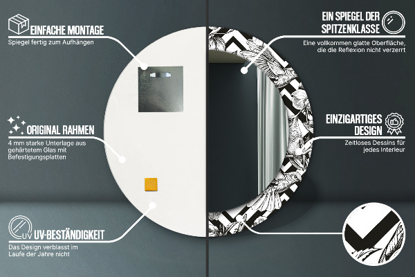 Espelho circular de parede decorativo Colibris