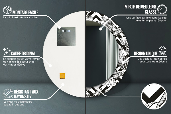 Espelho circular de parede decorativo Colibris