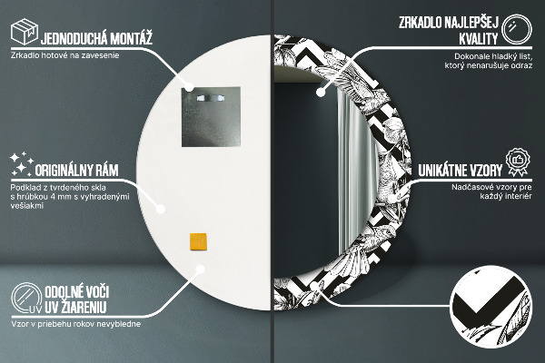 Espelho circular de parede decorativo Colibris