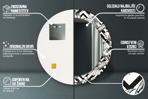 Espelho circular de parede decorativo Colibris