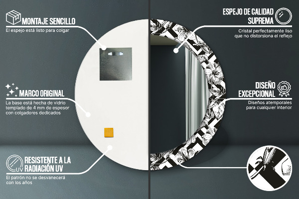 Espelho circular de parede decorativo Colibris