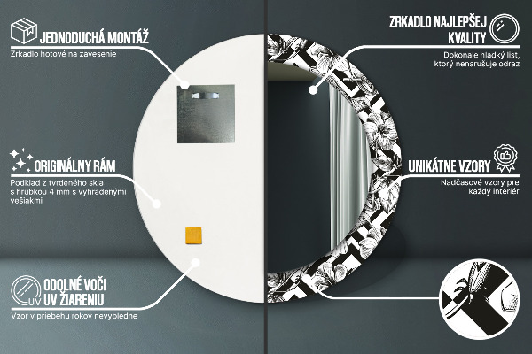 Espelho circular de parede decorativo Colibris