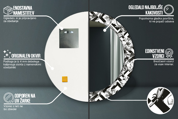 Espelho circular de parede decorativo Colibris