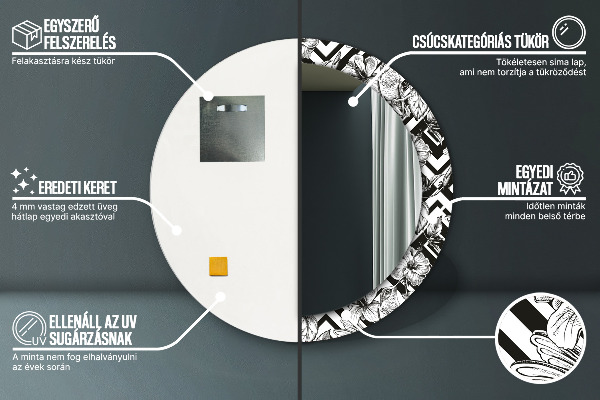 Espelho circular de parede decorativo Colibris
