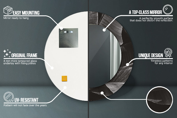 Espelho com moldura impressa redondo Palmeiras tropicais