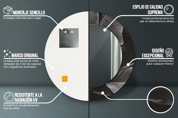 Espelho com moldura impressa redondo Palmeiras tropicais