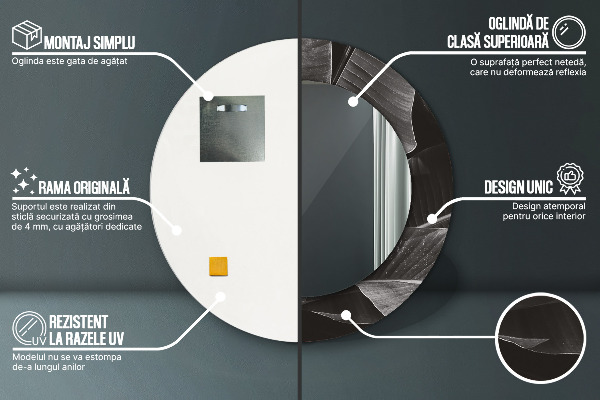 Espelho com moldura impressa redondo Palmeiras tropicais