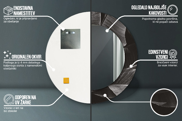 Espelho com moldura impressa redondo Palmeiras tropicais