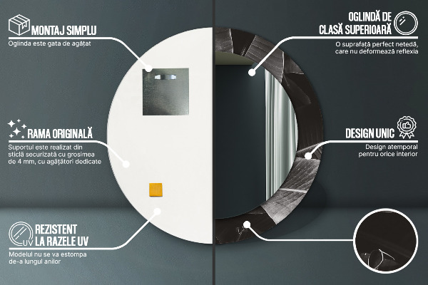 Espelho com moldura impressa redondo Palmeiras tropicais