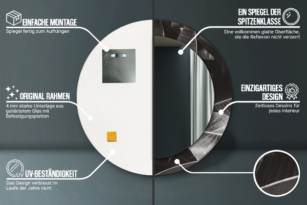 Espelho com moldura impressa redondo Palmeiras tropicais