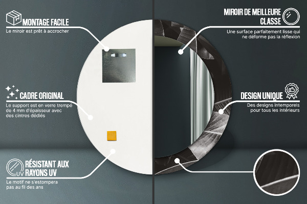 Espelho com moldura impressa redondo Palmeiras tropicais