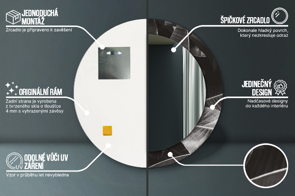 Espelho com moldura impressa redondo Palmeiras tropicais
