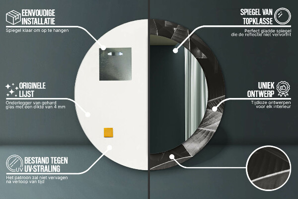 Espelho com moldura impressa redondo Palmeiras tropicais