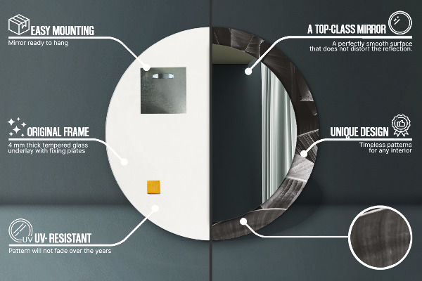 Espelho com moldura impressa redondo Palmeiras tropicais