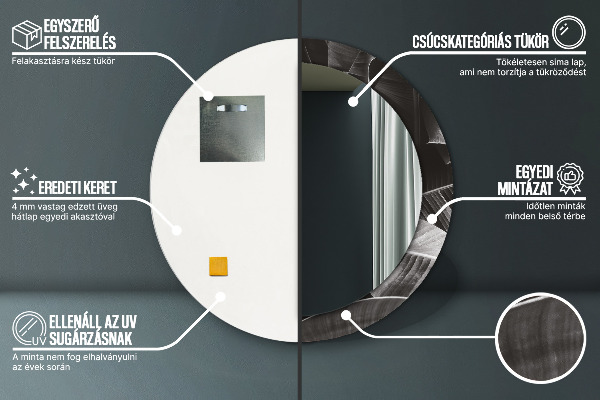 Espelho com moldura impressa redondo Palmeiras tropicais