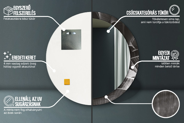 Espelho com moldura impressa redondo Palmeiras tropicais